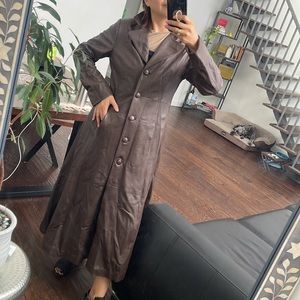 Vintage Pamela McCoy Brown leather trench coat